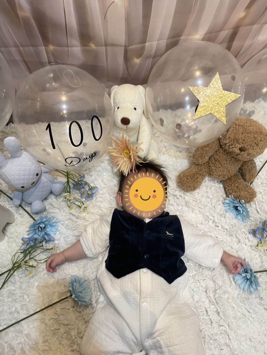 100日祝いをしたよ。大きくなったね！
